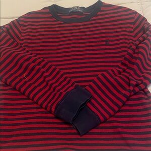 Ralph Lauren Red and Navy Striped Crew Neck